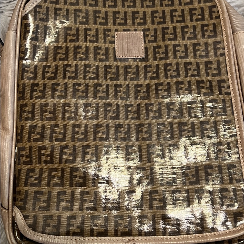 Fendi Brown and Beige FF Logo Crossbody Bag - Picture 5 of 16